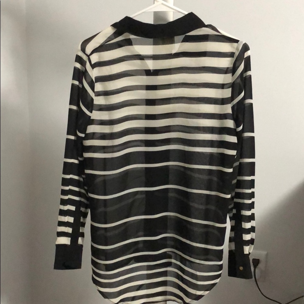 Sheer Striped Button-Down Blouse - image 2
